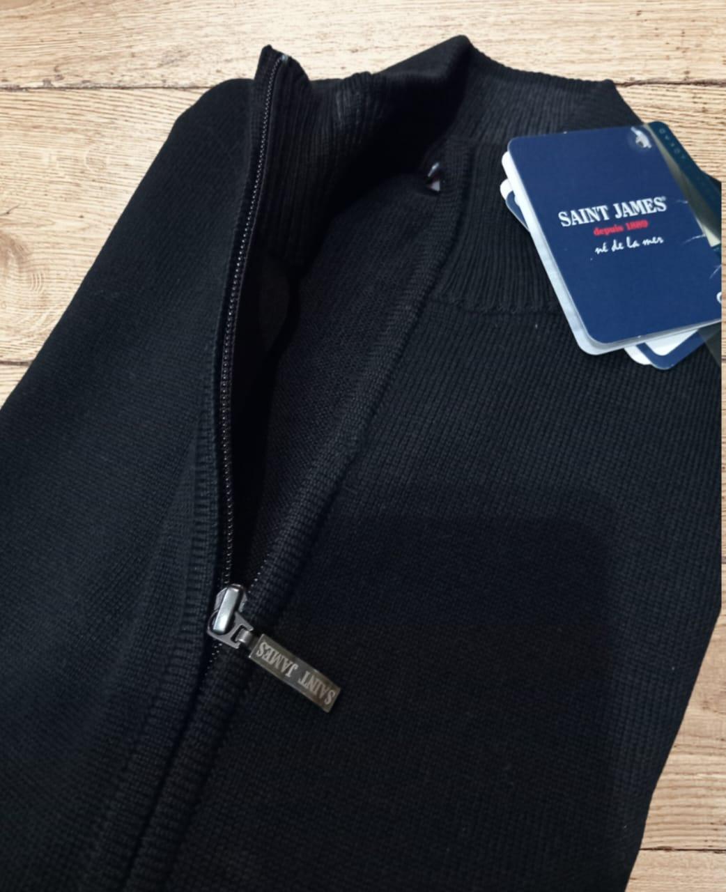Cardigan noir zippé à col montant Saint james - OutletMall.ma