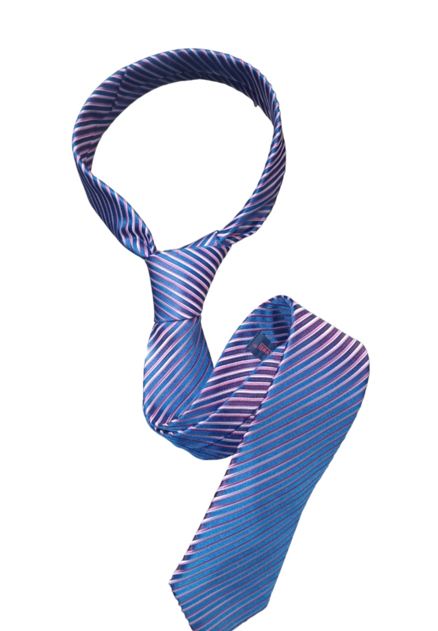 CRAVATE AVEC POCHETTE SLIM A RAYURES