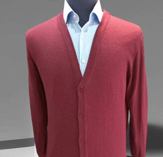 PULL-VESTE A BOUTONS BORDEAU CDL