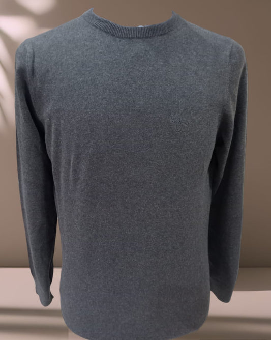 PULL COL ROND GRIS FONCE BARBOUR